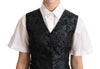 Black Jacquard Floral Waistcoat Vest Green