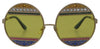 Crystal Embellished Gold Oval Sunglasses