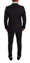Elegant Martini Black Wool Suit