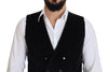 Black Cotton Double Breasted Waistcoat Vest