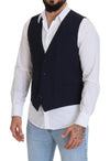 Dark Blue Wool Stretch Waistcoat Formal Vest