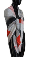 Gray Red Shawl Foulard Wrap Scarf