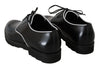 Black Leather White Line Dress Derby Shoes