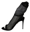 Dolce & Gabbana Elegant Black Heeled Stretch Sandals
