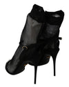 Dolce & Gabbana Elegant Black Heeled Stretch Sandals