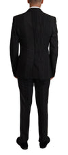 Dolce & Gabbana Elegant Black Striped Slim Fit Two-Piece Suit