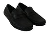 Exquisite Black Lizard Leather Loafers