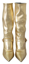 Elegant Gold Ankle Boots Socks with Rhinestones