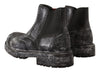 Dolce & Gabbana Elegant Gray Leather Ankle Boots