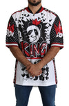 Chic White King Panda Print Zipper Collar Tee