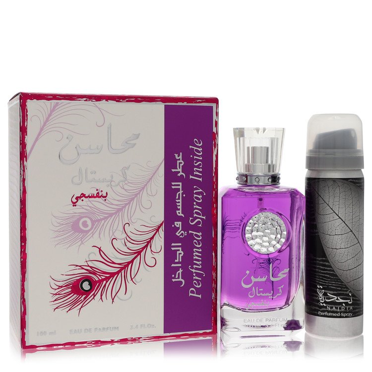 Lattafa - Lattafa Mahasin Crystal Violet Perfume By Lattafa Eau De Parfum Spray with 1.7 oz Deodorant Spray. SKU: 566878
