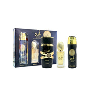 LATTAFA ASAD 3 PCS SET FOR MEN: 3.4 EAU DE PARFUM SPRAY + 1.7 HAIR MIST + 6.7 PERFUMED BODY SPRAY
