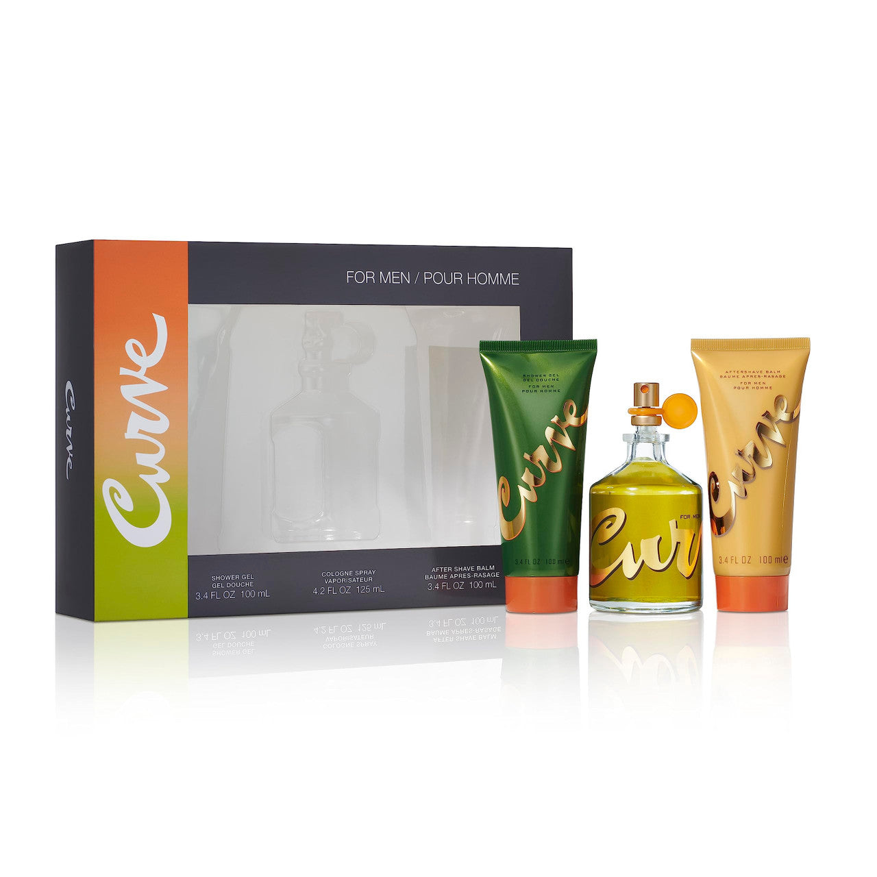 CURVE 3 PCS SET FOR MEN: 4.2 COLOGNE SPRAY + 3.4 SHOWER GEL + 3.4 AFTER SHAVE BALM
