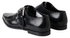 Elegant Black Leather Monk Strap Shoes