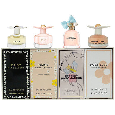 Marc Jacobs 4 Pcs Set For Women: Perfect 0.16 Eau De Parfum + Daisy Love 0.13 Eau De Toilette + Daisy Eau So Fresh 0.13 Eau De Toilette + Daisy 0.13 Eau De Toilette (Individually Boxed).. - ACCEXO