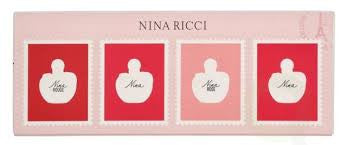 NINA BY NINA RICCI 4 PCS MINI SET: NINA 0.14 EAU DE TOILETTE + NINA 0.14 EAU DE TOILETTE + NINA ROSE 0.14 EAU DE TOILETTE + NINA ROUGE 0.14 EAU DE TOILETTE