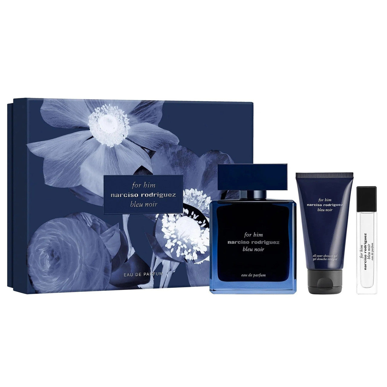 NARCISO RODRIGUEZ FOR HIM BLUE NOIR 3 PCS SET: 3.3 EAU DE PARFUM + 0.33 EAU DE PARFUM + 1.6 SHOWER GEL
