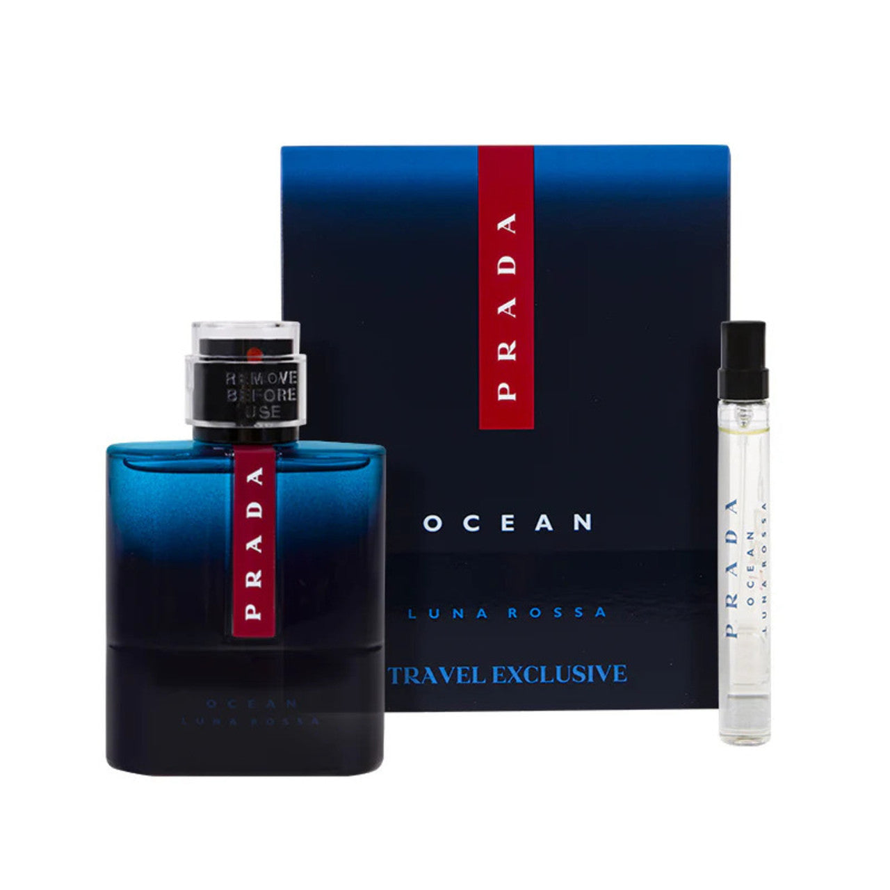 PRADA LUNA ROSSA OCEAN 2 PCS SET FOR MEN: 3.3 EAU DE TOILETTE SPRAY REFILLABLE + 0.33 EAU DE TOILETTE SPRAY REFILLABLE