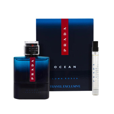 Prada Luna Rossa Ocean 2 Pcs Set For Men: 3.3 Eau De Toilette Spray Refillable + 0.33 Eau De Toilette Spray Refillable - ACCEXO