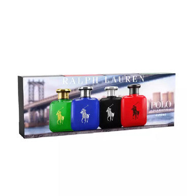 Polo Collection 4 Pcs Set For Men: Polo Green 0.5 Eau De Toilette + Polo Blue 0.5 Eau De Toilette + Polo Red 0.5 Eau De Toilette + Polo Black 0.5 Eau De Toilette