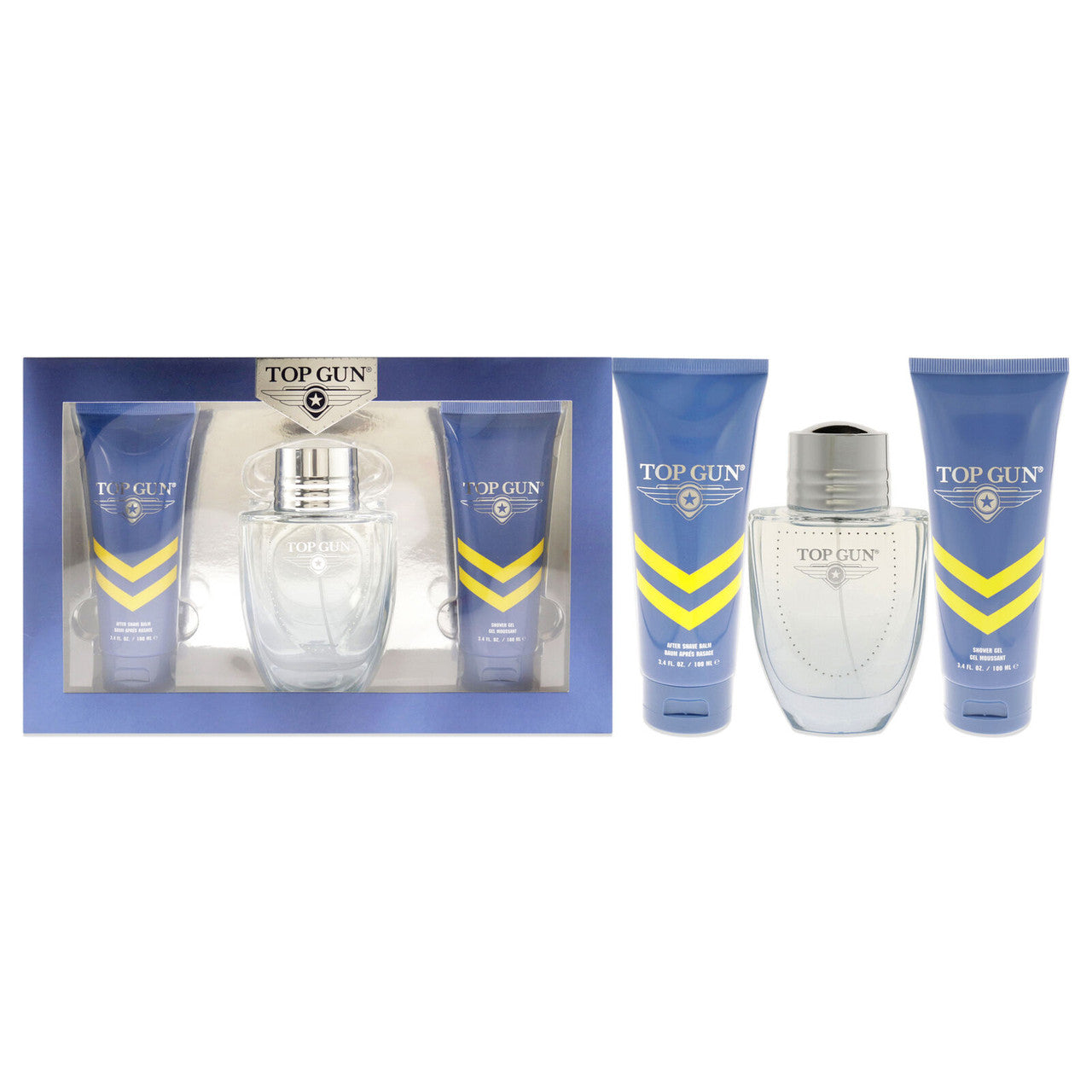 TOP GUN Chevron 3 PCS Set for Men including a 3.4 Eau de Toilette Spray, 3.