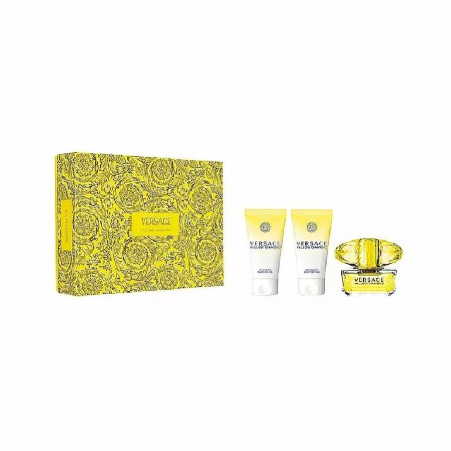 VERSACE YELLOW DIAMOND 3 PCS SET FOR WOMEN: 1.7 EAU DE TOILETTE SPRAY + 1.7 SHOWER GEL + 1.7 BODY LOTION