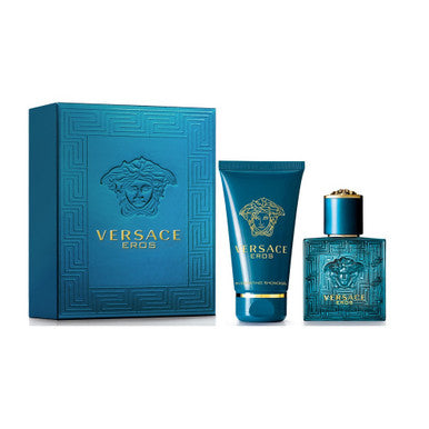 A VERSACE EROS men's cologne and shower gel set, including a 3.4 EAU DE TOILETTE SPRAY and 3.