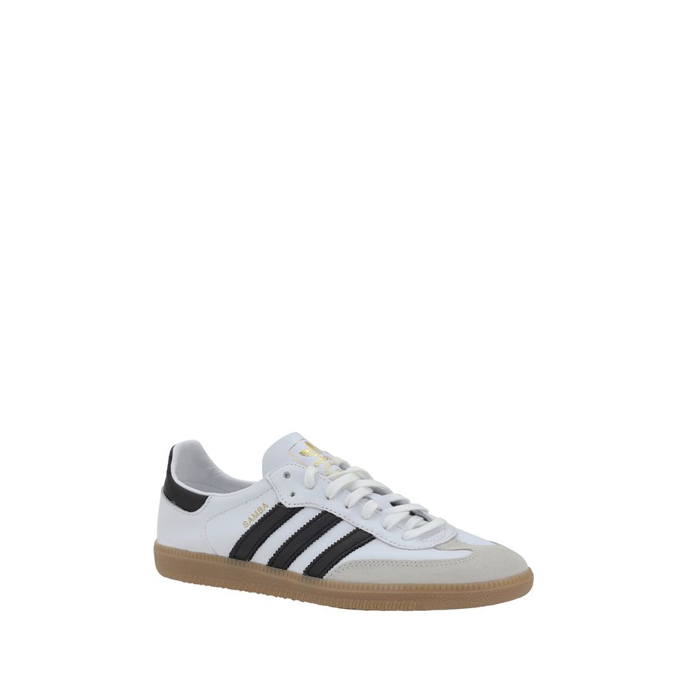 White Adidas Samba Decon Sneakers showcasing classic style and comfort