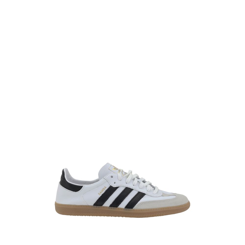 White Adidas Samba Decon Sneakers showcasing classic style and sporty appeal