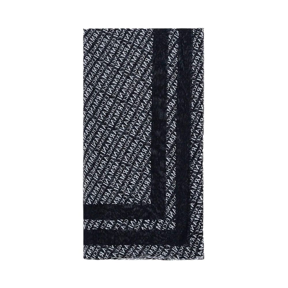 Stylish black and white patterned Armani Exchange Black Modal Scarf with textured trim