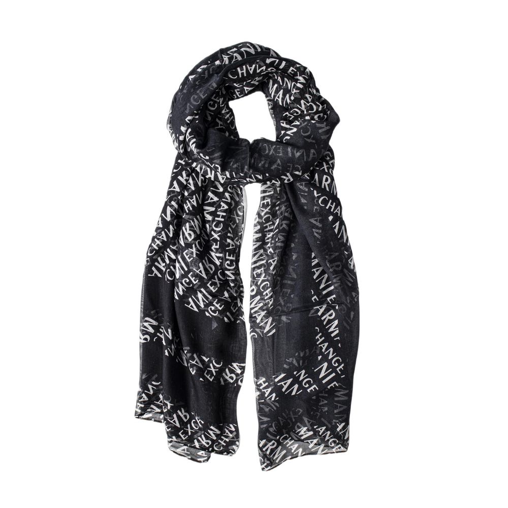 Black and white patterned Armani Exchange Black Modal Scarf stylish accessory