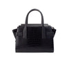 Carmen Medium Black Embossed Leather Satchel Purse Bag