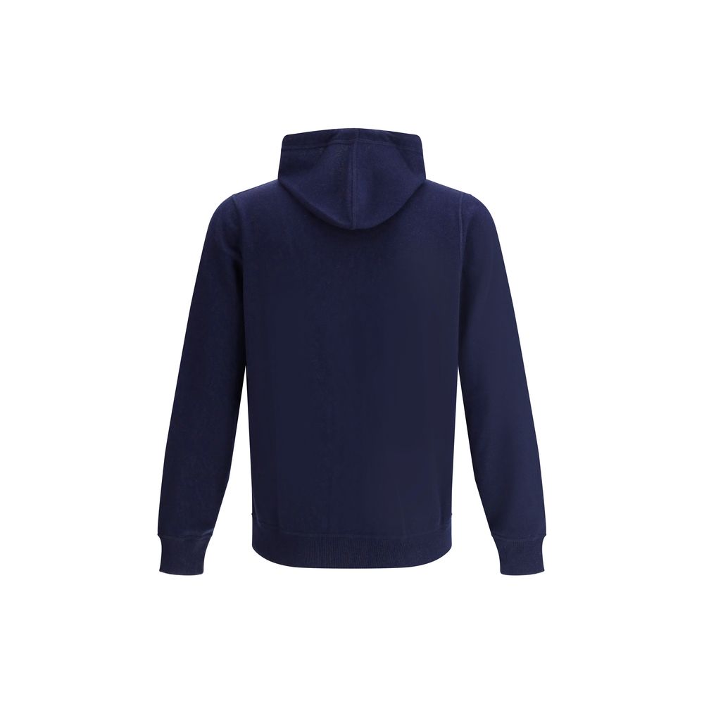 Navy blue Brunello Cucinelli cashmere hoodie for stylish comfort and luxury