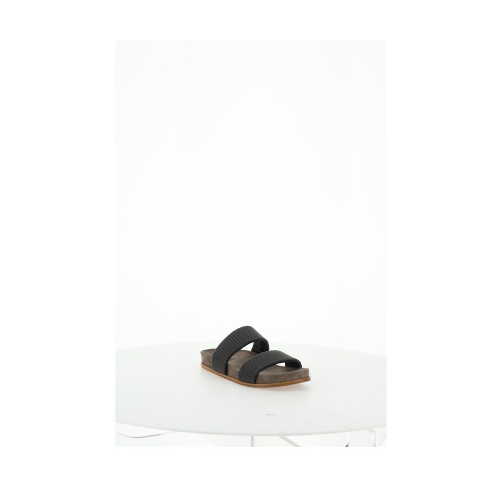 Black two-strap Brunello Cucinelli Sandals for stylish summer footwear