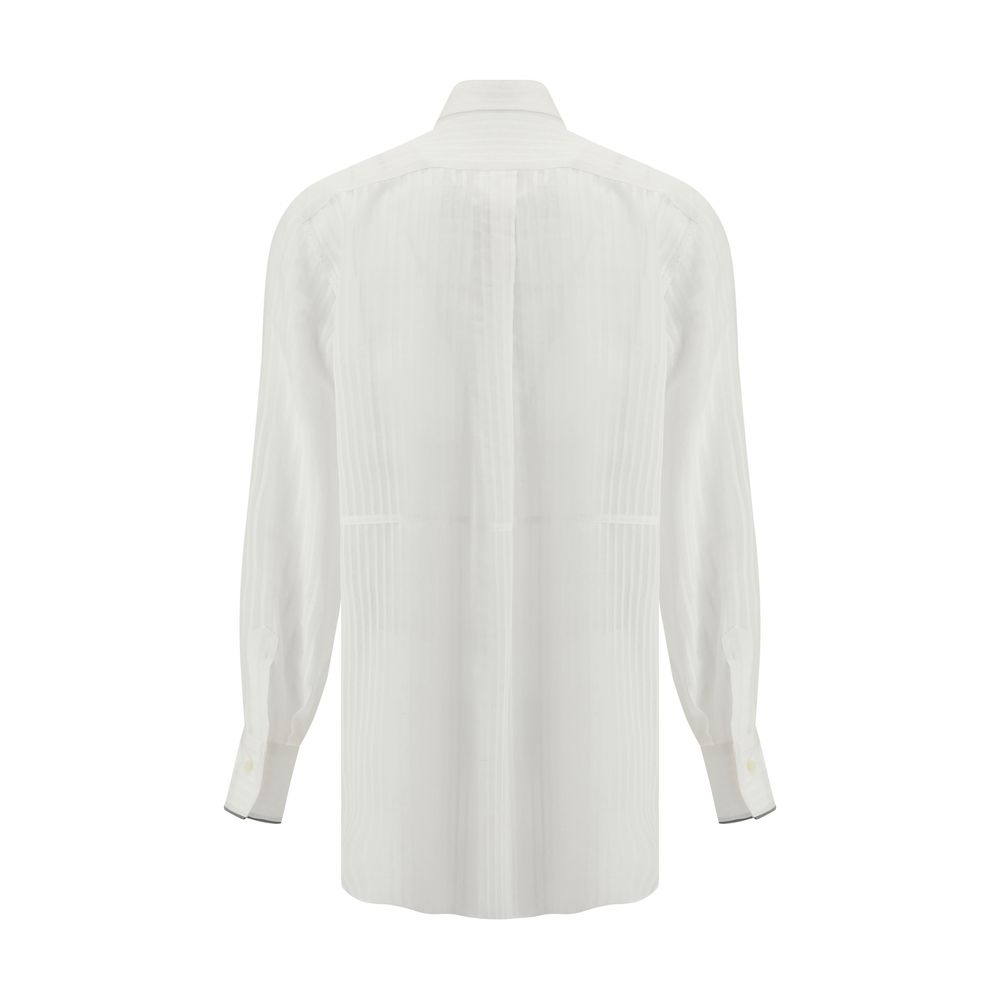 Stylish White Long-Sleeved Brunello Cucinelli Shirt for a sophisticated look