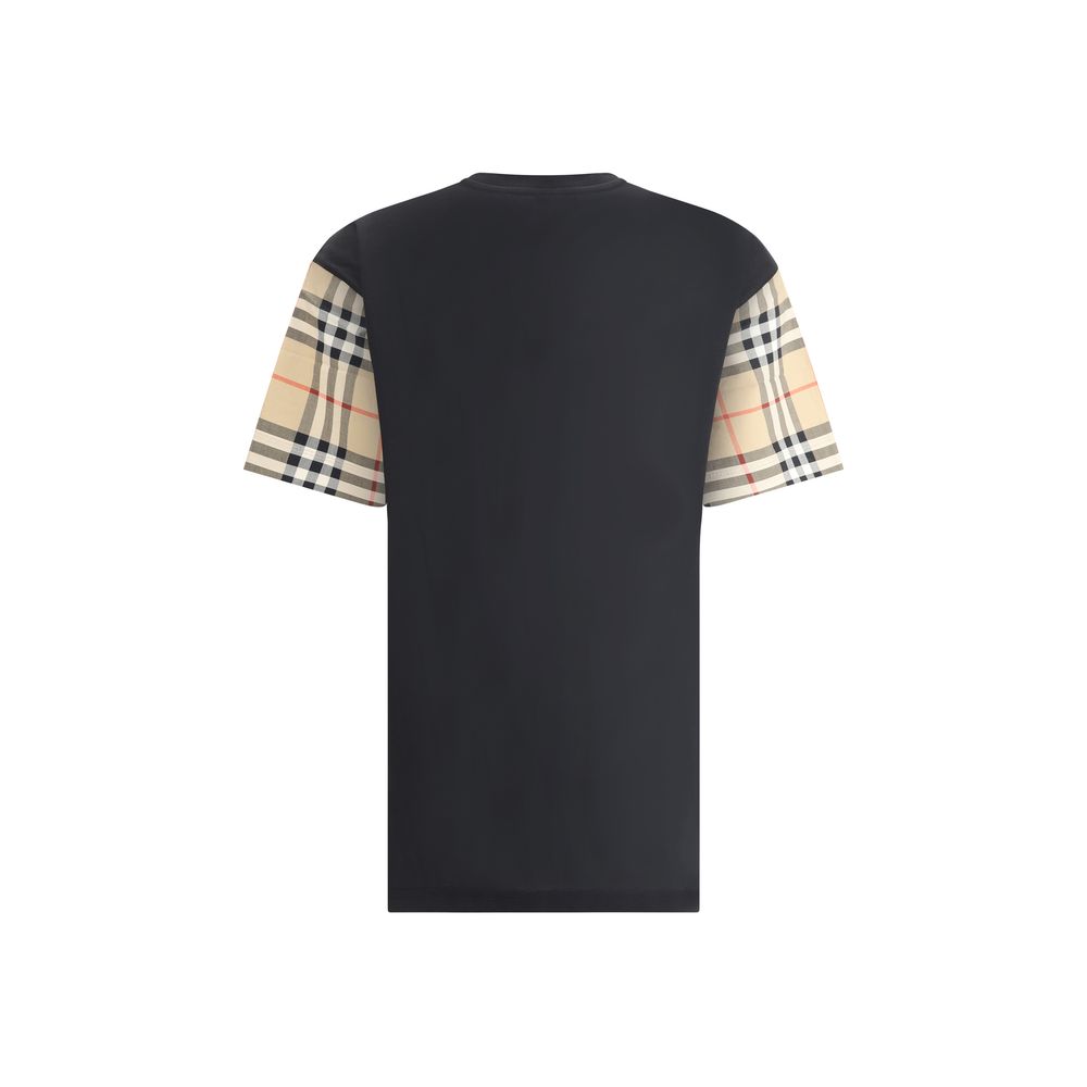 Black t-shirt with plaid sleeves from Burberry Check Archive Sleeve T-shirt collection