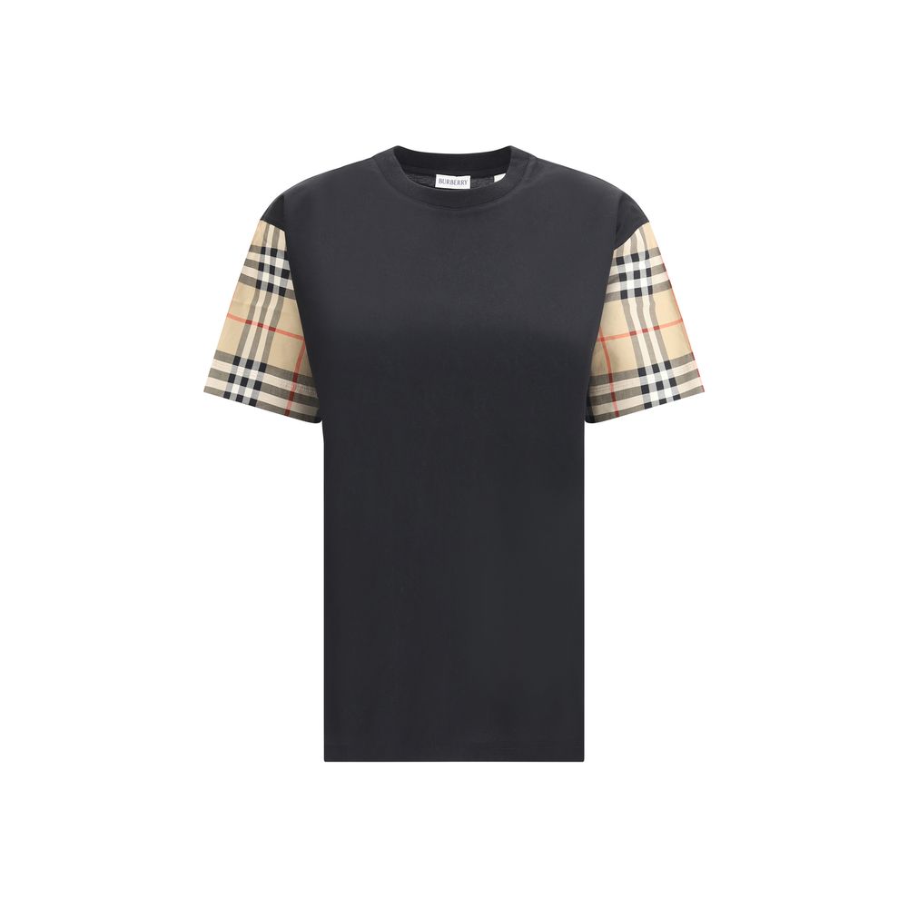 Black Burberry Check Archive Sleeve T-shirt with plaid sleeves for a stylish look