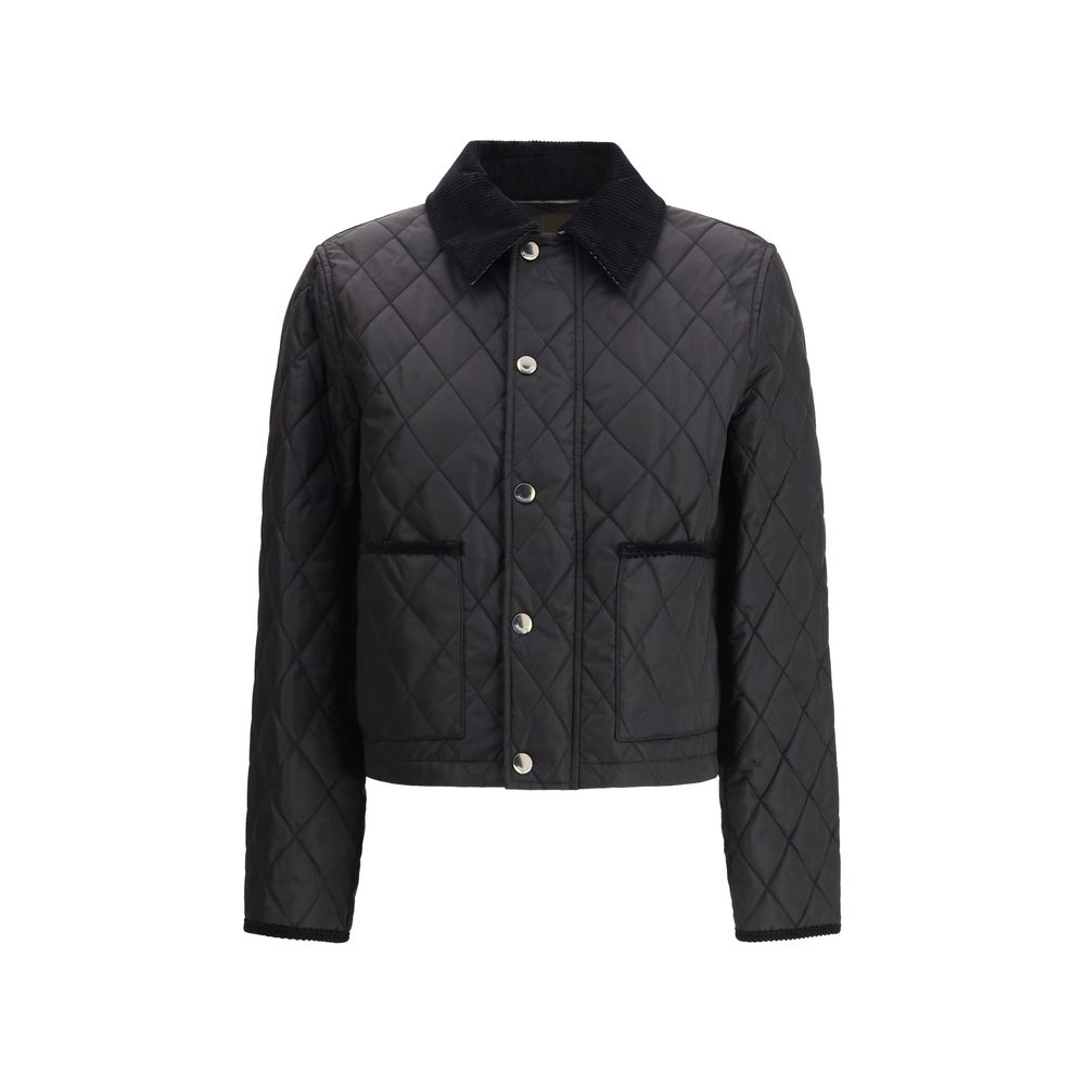 Black Burberry Quilts Jacket with corduroy collar showcasing modern luxury style