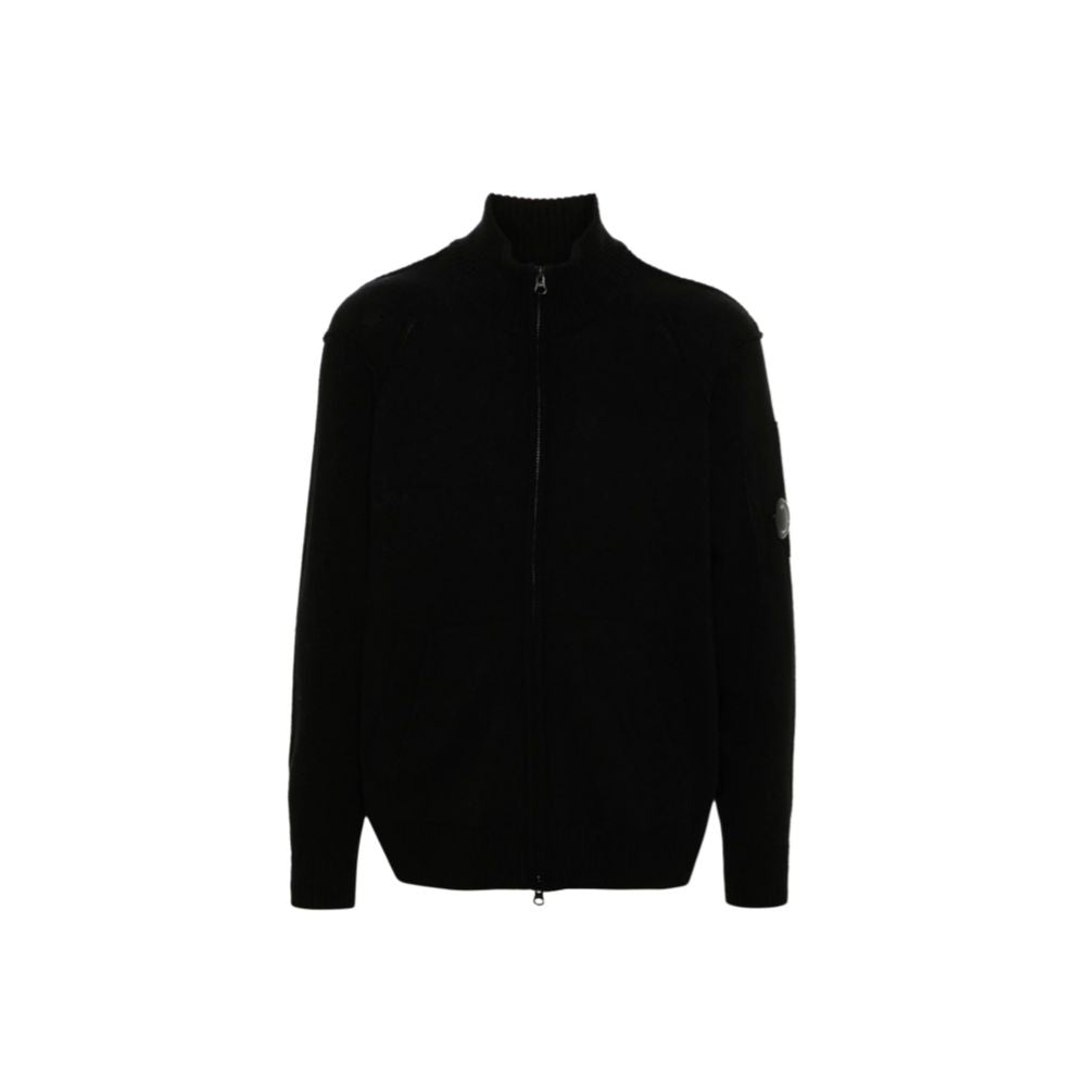 Black zip-up sweater showcasing C.P. Company Black Wool Sweater design and quality