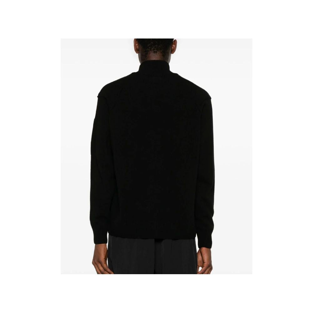 C.P. Company Black Wool Sweater showcasing a stylish black wool sweater design