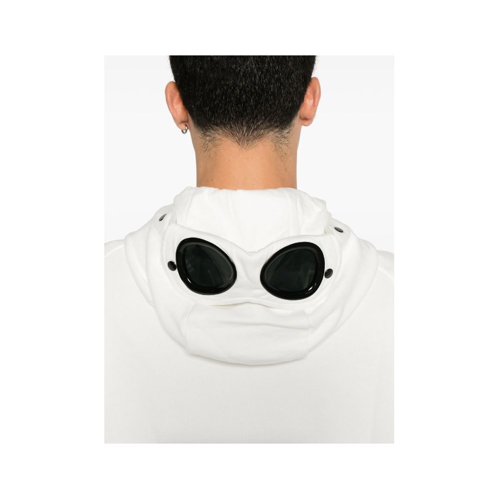C.P. Company white cotton sweater with goggles for a stylish, sporty look