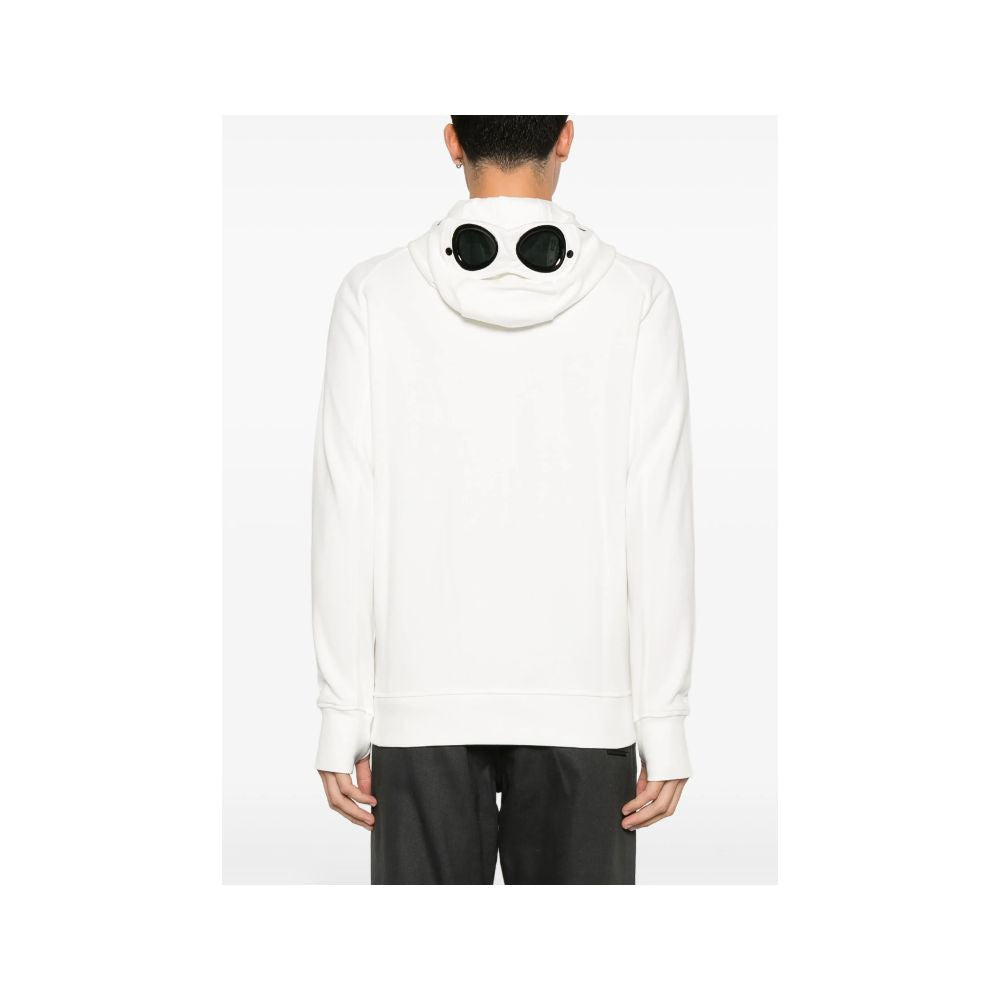 White cotton sweater with goggles, C.P. Company stylish design for trendy outfits