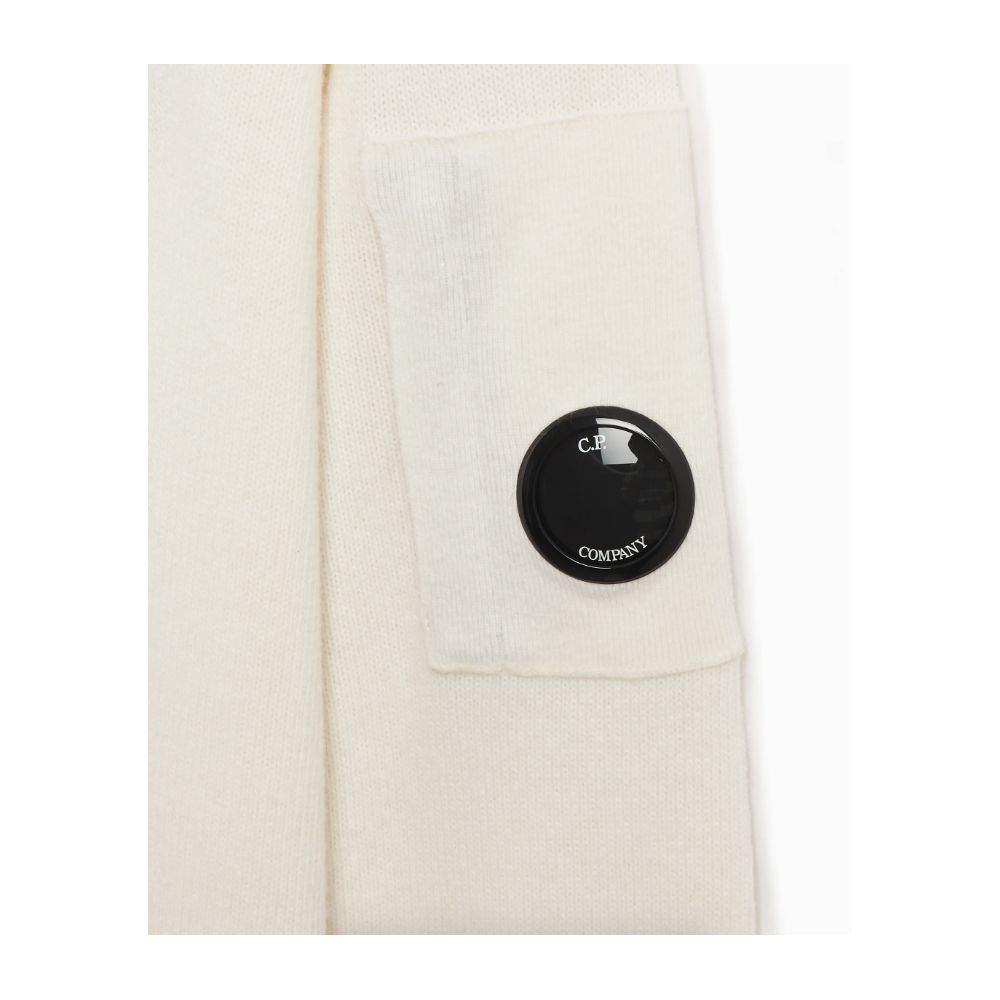Off-white wool sweater by C.P. Company featuring unique lens detail design