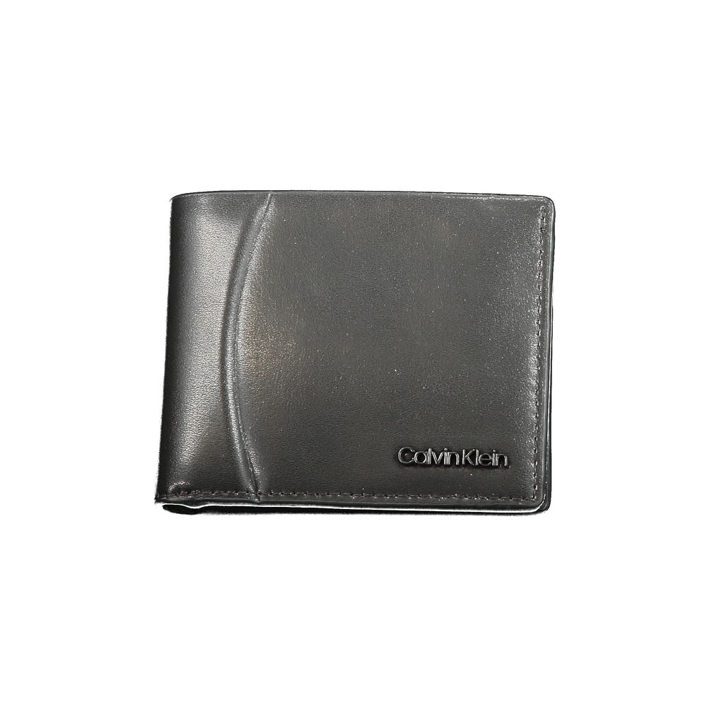 Gray leather Calvin Klein wallet next to the Calvin Klein Black Leather Wallet