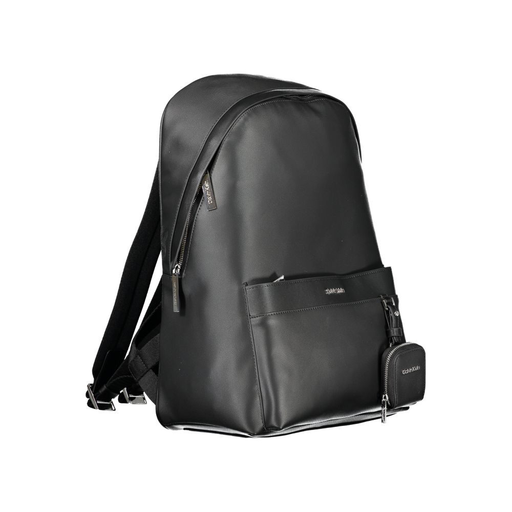 Black backpack with front pocket and pouch from Calvin Klein Black Polyester Backpack