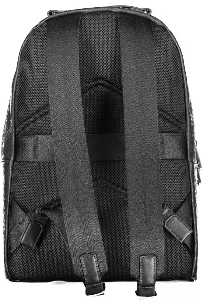 Calvin Klein Black Polyester Men Backpack with padded straps and contrasting details