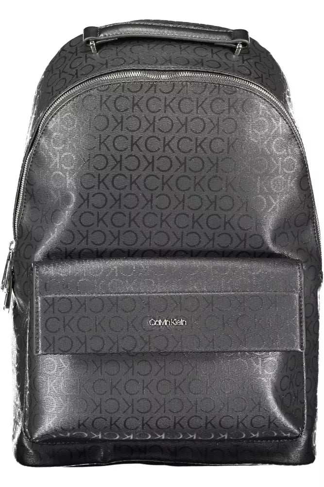 Black Calvin Klein backpack with contrasting details in durable polyester for men