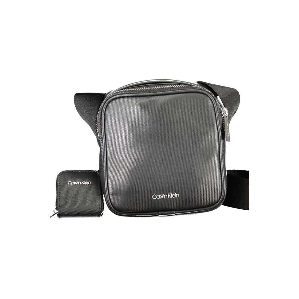 Calvin Klein black polyester shoulder bag with matching wallet for stylish functionality