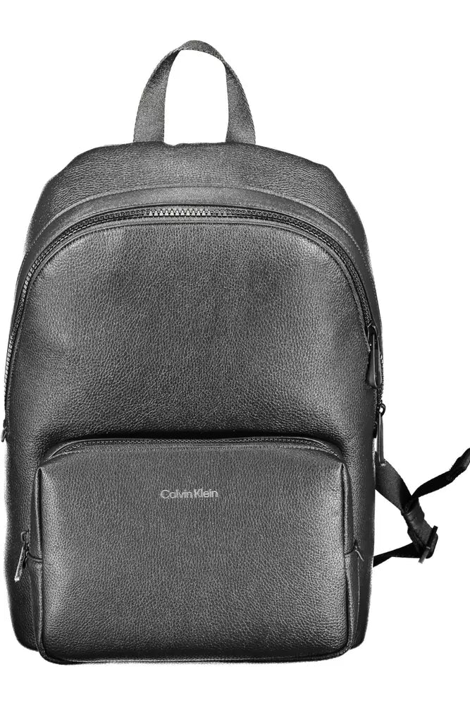 Calvin Klein Black leather backpack for men designed for style and functionality