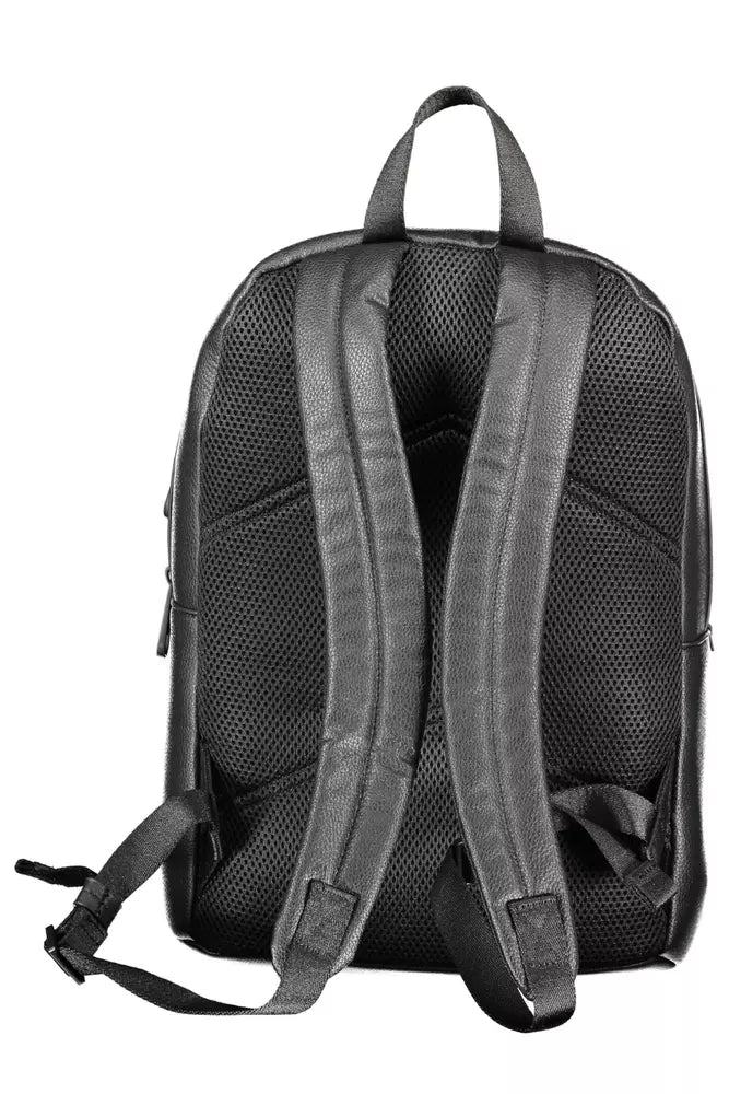 Calvin Klein Black Polyethylene Men’s Backpack with padded straps for comfort